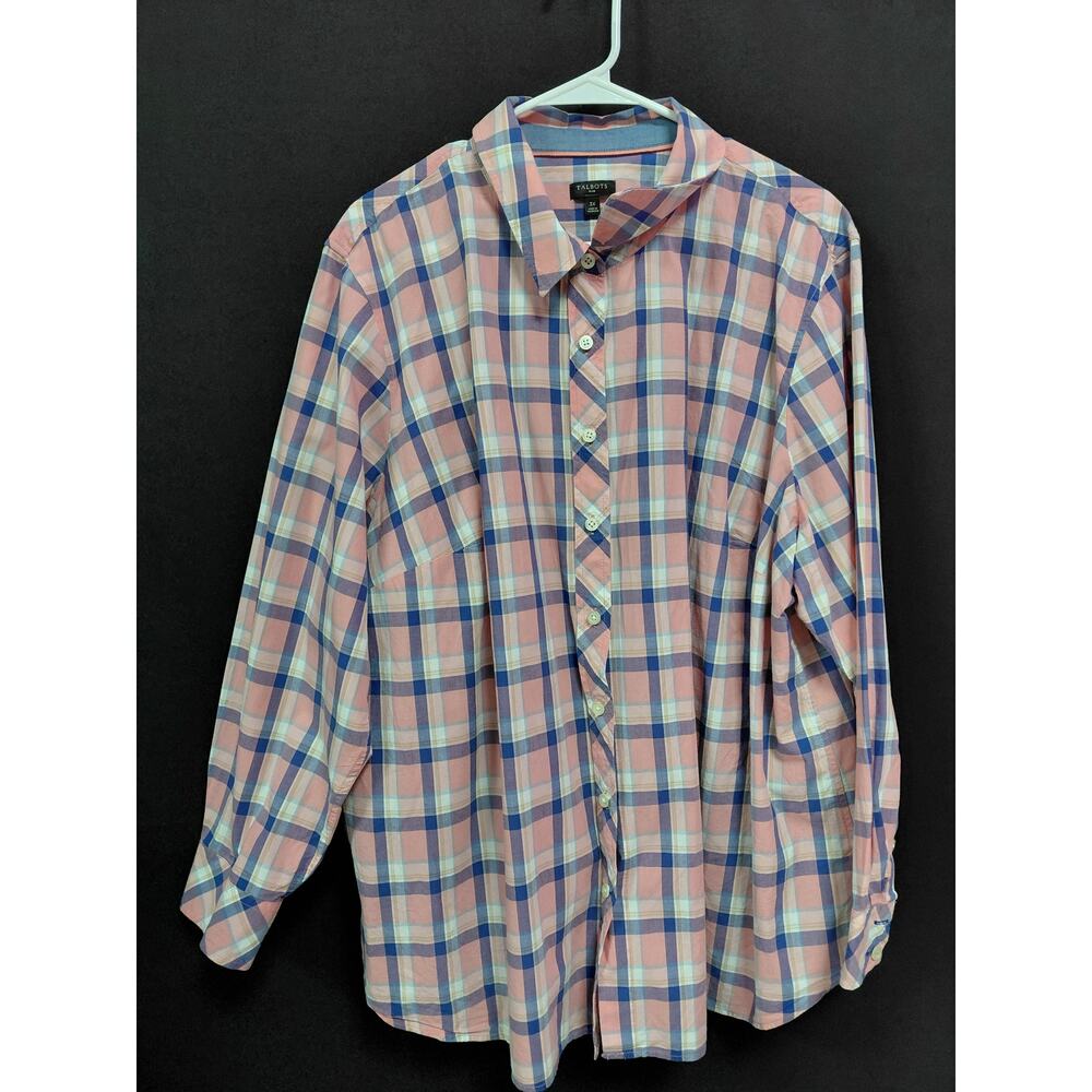Talbots Plus Plaid Button-Up Shirt Cotton Long Sleeve Women Size 3X